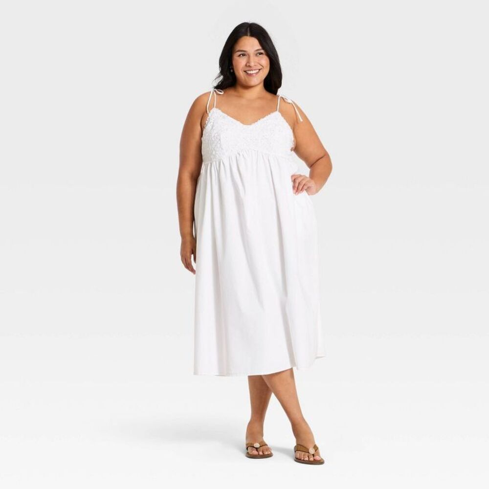 Women's Crochet Maxi Sundress - A New Day White 3X